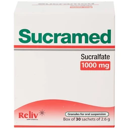Thuốc cốm pha hỗn dịch uống Sucramed Sucralfat 1000mg Reliv điều trị loét dạ dày và tá tràng (30 gói)