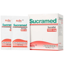 Thuốc cốm pha hỗn dịch uống Sucramed Sucralfat 1000mg Reliv điều trị loét dạ dày và tá tràng (30 gói)