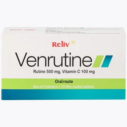 Thuốc Venrutine Reliv điều trị bệnh trĩ, các chứng xuất huyết dưới da, vết bầm máu (3 vỉ x 10 viên)