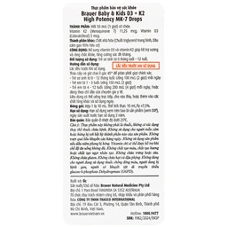 Siro giúp xương răng chắc khỏe, bổ sung vitamin D3 + K2 Brauer Baby & Kids D3 + K2 High Potency MK-7 Drops (10ml)