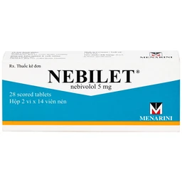 Thuốc Nebilet Nebivolol 5mg Menarini điều trị tăng huyết áp và suy tim mạn tính (2 vỉ x 14 viên)