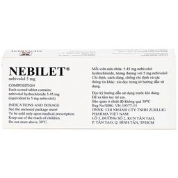 Thuốc Nebilet Nebivolol 5mg Menarini điều trị tăng huyết áp và suy tim mạn tính (2 vỉ x 14 viên)