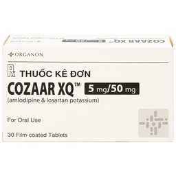 Thuốc Cozaar XQ 5/50mg Organon điều trị cao huyết áp vô căn (3 vỉ x 10 viên)