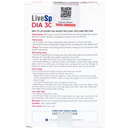 Bào tử lợi khuẩn cho người tiêu chảy cấp tính, rối loạn tiêu hoá Livespo DIA 30 (10 ống x 5ml)
