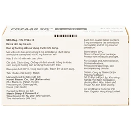 Thuốc Cozaar XQ 5/50mg Organon điều trị cao huyết áp vô căn (3 vỉ x 10 viên)