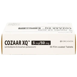 Thuốc Cozaar XQ 5/50mg Organon điều trị cao huyết áp vô căn (3 vỉ x 10 viên)