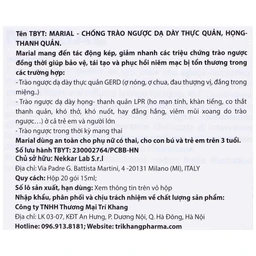 Marial Gel (20 gói x 15ml) chống trào ngược dạ dày thực quản, ợ chua, khó tiêu, bảo vệ và tái tạo phục hồi niêm mạc họng
