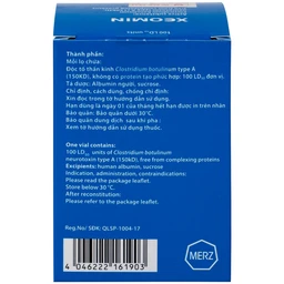 Thuốc Xeomin 100 Units Merz điều trị loạn trương lực cơ cổ, co thắt mi, co cứng sau đột quỵ chi trên
