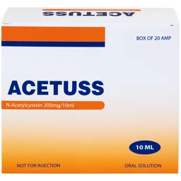 Dung dịch uống Acetuss Hà Nam tiêu nhầy trong bệnh viêm phế quản, bệnh nhầy nhớt (20 ống)