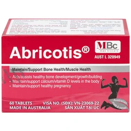 Thuốc Abricotis Probiotec hỗ trợ sức khỏe xương, cơ bắp, bổ sung canxi (6 vỉ x 10 viên)