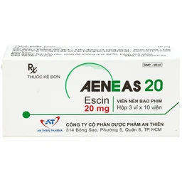 Thuốc Aeneas 20 An Thiên điều trị phù não, phòng và điều trị tụ máu (3 vỉ x 10 viên)