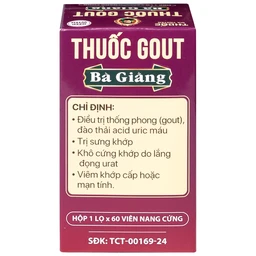 Thuốc Gout Bà Giằng điều trị gout, giảm acid uric, trị khớp do lắng đọng urat, viêm khớp (60 viên)