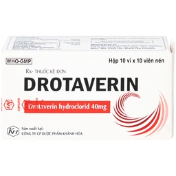 Thuốc Drotaverin 40mg Khapharco điều trị cơn co thắt dạ dày và ruột, hội chứng ruột bị kích thích (10 vỉ x 10 viên)
