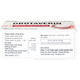 Thuốc Drotaverin 40mg Khapharco điều trị cơn co thắt dạ dày và ruột, hội chứng ruột bị kích thích (10 vỉ x 10 viên)