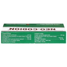 Viên nén Neo-Codion Bouchara điều trị triệu chứng ho khan (2 vỉ x 10 viên)