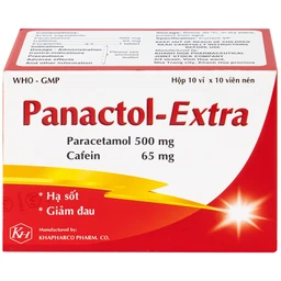 Viên nén Panactol Extra Khapharco hạ sốt, giảm đau (10 vỉ x 10 viên)