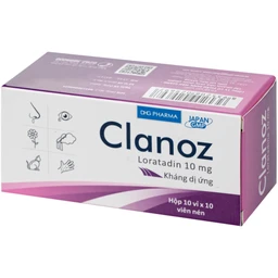 Thuốc Clanoz 10MG Dhg Pharma điều trị viêm mũi dị ứng, mè đay (10 vỉ x 10 viên)