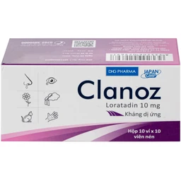 Thuốc Clanoz 10MG Dhg Pharma điều trị viêm mũi dị ứng, mè đay (10 vỉ x 10 viên)