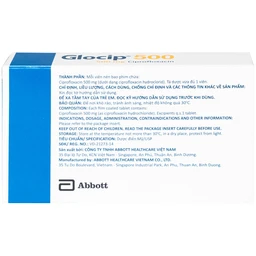 Thuốc Glocip 500 Glomed điều trị nhiễm khuẩn (3 vỉ x 10 viên)