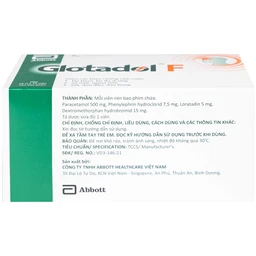 Thuốc Glotadol F Glomed hỗ trợ giảm nhanh các triệu chứng do cảm cúm, cảm lạnh (10 vỉ x 10 viên)