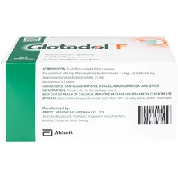 Thuốc Glotadol F Glomed hỗ trợ giảm nhanh các triệu chứng do cảm cúm, cảm lạnh (10 vỉ x 10 viên)