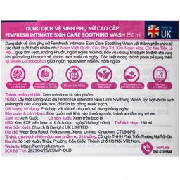 Dung dịch vệ sinh phụ nữ Femfresh Intima Skin Care Soothing Wash hỗ trợ điều trị viêm nhiễm phụ khoa (250ml)