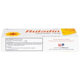 Thuốc Rutadin 10mg pharma usa điều trị triệu chứng của viêm mũi dị ứng và nổi mề đay (3 vỉ x 10 viên)