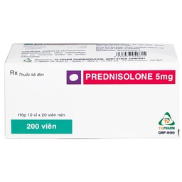 Thuốc Prednisolone 5mg TV.Pharm chống viêm, chống dị ứng và ức chế miễn dịch (10 vỉ x 20 viên)