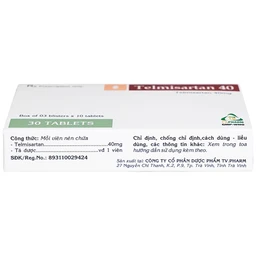 Thuốc Telmisartan 40 TV.Pharm điều trị tăng huyết áp (3 vỉ x 10 viên)