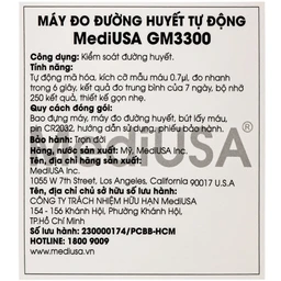 Máy đo đường huyết MediUsa GM3300 hỗ trợ theo dõi, kiểm soát lượng đường trong máu