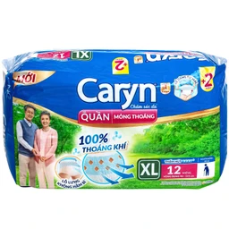Tã quần Caryn mỏng thoáng cho người lớn size XL - Gói 12 miếng (vòng bụng 90 - 125 cm)
