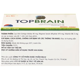 Thuốc Topbrain Reliv điều trị suy nhược thần kinh, giúp tăng tuần hoàn não, tăng cường trí nhớ (6 vỉ x 10 viên)