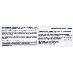 Kem đánh răng Sunstar Gum cho bé 2-6 tuổi, hương dâu 70g