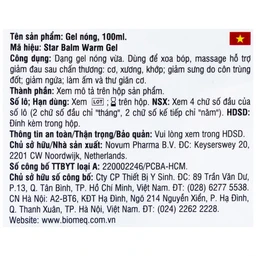 Gel nóng giảm đau Starbalm Warm Gel 100ml giúp làm nóng cơ, khớp trước và sau khi vận động