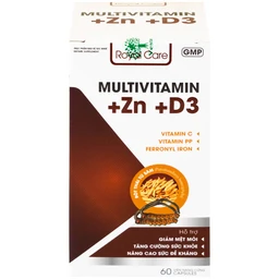 Viên uống hỗ trợ tăng cường sức khỏe nâng cao sức đề kháng Multivitamin +Zn +D3 Royal Care (60 viên)
