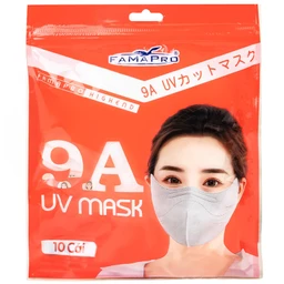 Khẩu trang 9A UV mask Famapro màu trắng (10 cái) Nam Anh chống nắng, chống tia uv, che phủ mặt cao