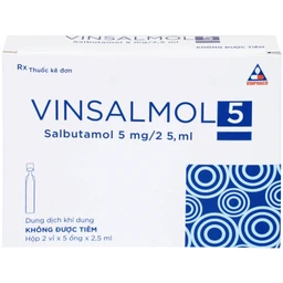 Dung dịch khí dung Vinsalmol 5mg/2.5ml Vinphaco trị triệu chứng hen cấp tính, đợt kịch phát hen (2 vỉ x 5 ống)