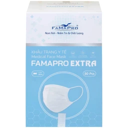 Khẩu trang 4 lớp Famapro Extra màu trắng (50 cái) Nam Anh ngăn khói bụi, vi khuẩn