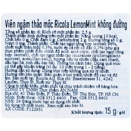 Kẹo Ngậm Ho Không Đường Chanh Bạc Hà Ricola Lemon Mint (17.5g)