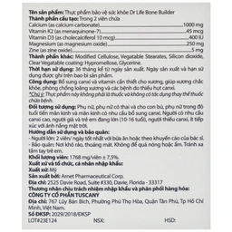 Viên uống bổ sung canxi và vitamin cho xương, phòng chống loãng xương Bone Builder Drlife (60 viên)