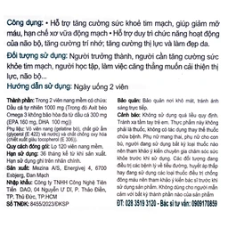 Viên uống hỗ trợ sức khoẻ tim mạch, giảm mỡ máu, tốt cho não và thị lực Omega 3 Power DAO Nordic Health (120 viên)