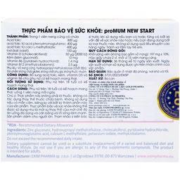 Viên uống bổ sung acid folic, kẽm, vitamin cho phụ nữ có kế hoạch mang thai proMUM New Start (2 vỉ x 15 viên)
