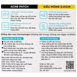 Miếng dán mụn ban ngày và đêm Derma Angel (12Đ + 6N miếng) hút mụn, làm lành vết thương sau mụn 