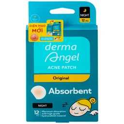 Miếng dán mụn ban đêm Derma Angel (12 miếng) hút mụn, làm lành vết thương sau mụn 