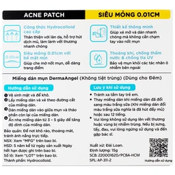 Miếng dán mụn ban đêm Derma Angel (12 miếng) hút mụn, làm lành vết thương sau mụn 