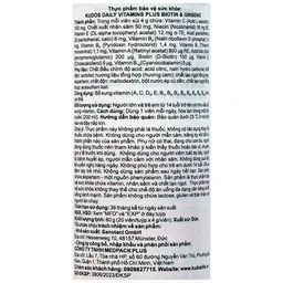 Viên sủi giúp bổ sung các vitamin cho cơ thể Kudos Daily Vitamins Plus Biotin & Ginseng hương cam (20 viên)