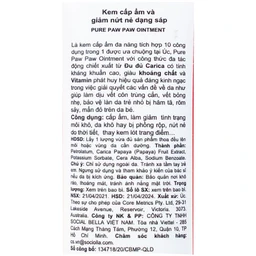 Kem bôi làm dịu da, vết cắn côn trùng Pure Paw Paw Ointment chiết xuất đu đủ 25g