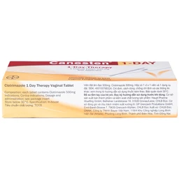 Viên đặt âm đạo Canesten 500mg Bayer hỗ trợ điều trị viêm âm đạo (1 viên)