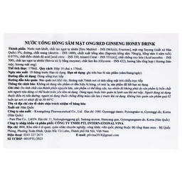 Nước Hồng Sâm Mật Ong Kwangdong (10 chai x 170ml)