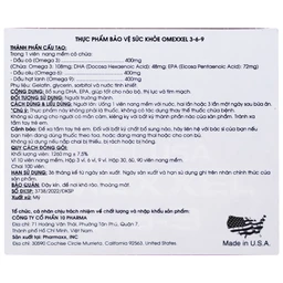 Viên uống hỗ trợ tốt cho não bộ, thị lực và tim mạch Omexxel 3-6-9 (100 viên)